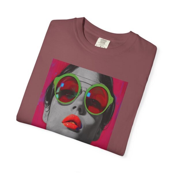 Pop Art T-shirt, Red, Bold Colorful, Quirky Woman Illustration Shirt, Playful Modern Decor Top, Contemporary Pop Art Print - Image 7