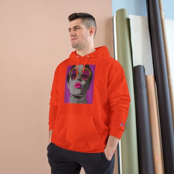 Pop Art Champion Hoodie, Quirky Woman Illustration, Contemporary Artwear, Colorful Design, Casual or Event Wear, Art Enthusiasts Gift, Art - Image 11
