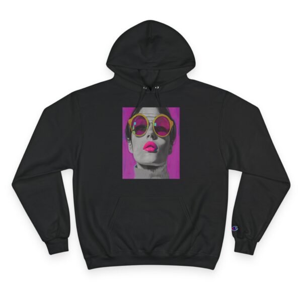 Pop Art Champion Hoodie, Quirky Woman Illustration, Contemporary Artwear, Colorful Design, Casual or Event Wear, Art Enthusiasts Gift, Art - Image 25