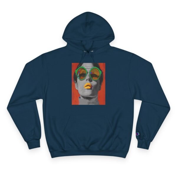 Pop Art Woman Illustration Champion Hoodie, Bold Quirky Fashion Sweatshirt, Unique Artistic Hoodie, Playful Modern Outfit, Art Enthusiasts - Image 21