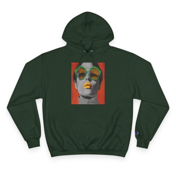 Pop Art Woman Illustration Champion Hoodie, Bold Quirky Fashion Sweatshirt, Unique Artistic Hoodie, Playful Modern Outfit, Art Enthusiasts - Image 17