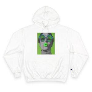 Pop Art Woman Champion Hoodie, Unique Fashion Piece for Art Enthusiasts, Creative Individuals, Casual Wear, Fun Events, Birthdays