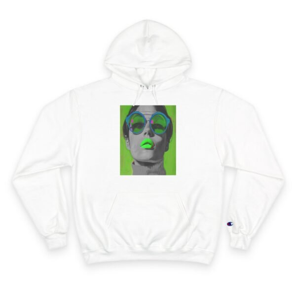 Pop Art Woman Champion Hoodie, Unique Fashion Piece for Art Enthusiasts, Creative Individuals, Casual Wear, Fun Events, Birthdays