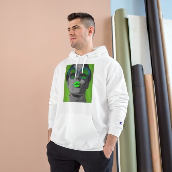 Pop Art Woman Champion Hoodie, Unique Fashion Piece for Art Enthusiasts, Creative Individuals, Casual Wear, Fun Events, Birthdays - Image 3