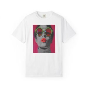 Pop Art T-shirt, Red, Bold Colorful, Quirky Woman Illustration Shirt, Playful Modern Decor Top, Contemporary Pop Art Print