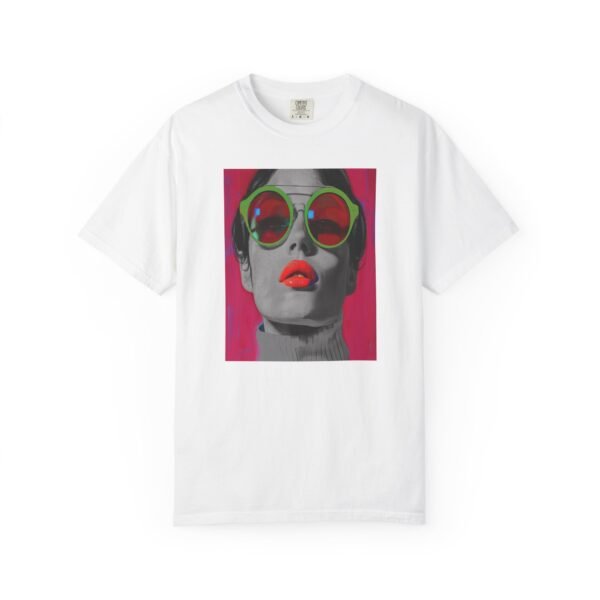 Pop Art T-shirt, Red, Bold Colorful, Quirky Woman Illustration Shirt, Playful Modern Decor Top, Contemporary Pop Art Print