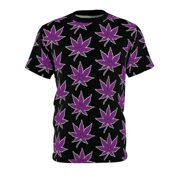 Purple Weed Leaf Unisex Tee, Marijuana Leaf Print Shirt, Hippie Cannabis Pattern Top, 420 Apparel, Weed Lover Gift - Image 5