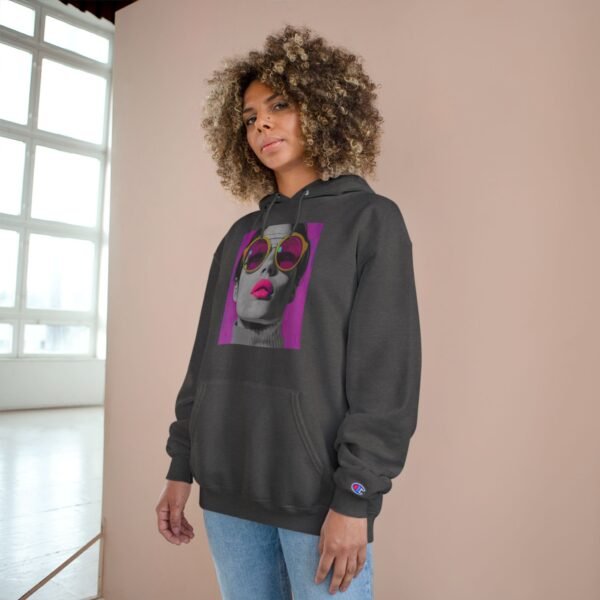 Pop Art Champion Hoodie, Quirky Woman Illustration, Contemporary Artwear, Colorful Design, Casual or Event Wear, Art Enthusiasts Gift, Art - Image 16