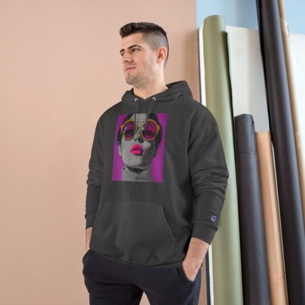 Pop Art Champion Hoodie, Quirky Woman Illustration, Contemporary Artwear, Colorful Design, Casual or Event Wear, Art Enthusiasts Gift, Art - Image 15