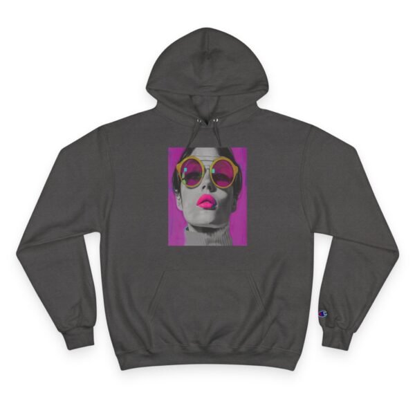Pop Art Champion Hoodie, Quirky Woman Illustration, Contemporary Artwear, Colorful Design, Casual or Event Wear, Art Enthusiasts Gift, Art - Image 13