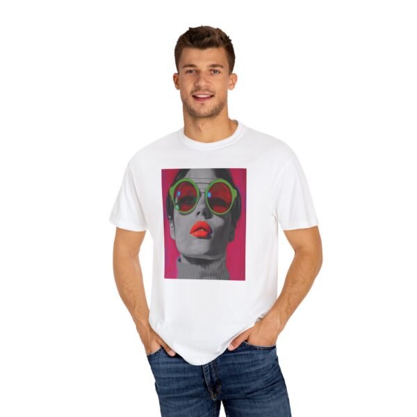 Pop Art T-shirt, Red, Bold Colorful, Quirky Woman Illustration Shirt, Playful Modern Decor Top, Contemporary Pop Art Print - Image 4