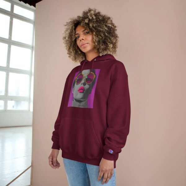Pop Art Champion Hoodie, Quirky Woman Illustration, Contemporary Artwear, Colorful Design, Casual or Event Wear, Art Enthusiasts Gift, Art - Image 32