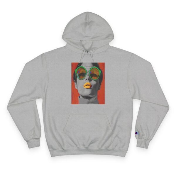 Pop Art Woman Illustration Champion Hoodie, Bold Quirky Fashion Sweatshirt, Unique Artistic Hoodie, Playful Modern Outfit, Art Enthusiasts - Image 5