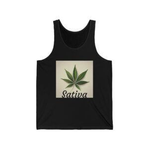 Cannabis Sativa Tank Top, Weed Lover Sleeveless Shirt, Marijuana Leaf Muscle Tee, Botanical Herbal Plant Graphic, Unisex Tank, Hippie
