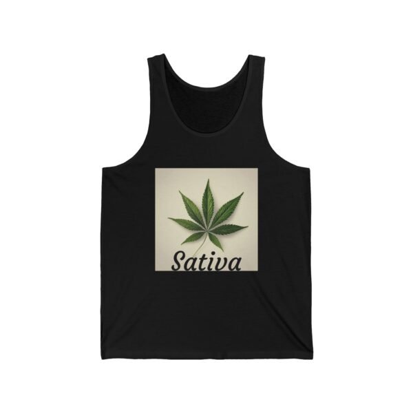 Cannabis Sativa Tank Top, Weed Lover Sleeveless Shirt, Marijuana Leaf Muscle Tee, Botanical Herbal Plant Graphic, Unisex Tank, Hippie