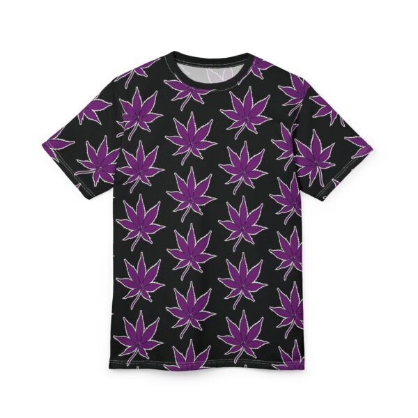 Purple Weed Leaf Unisex Tee, Marijuana Leaf Print Shirt, Hippie Cannabis Pattern Top, 420 Apparel, Weed Lover Gift - Image 2