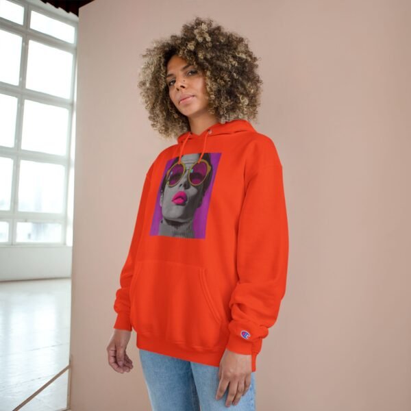 Pop Art Champion Hoodie, Quirky Woman Illustration, Contemporary Artwear, Colorful Design, Casual or Event Wear, Art Enthusiasts Gift, Art - Image 12