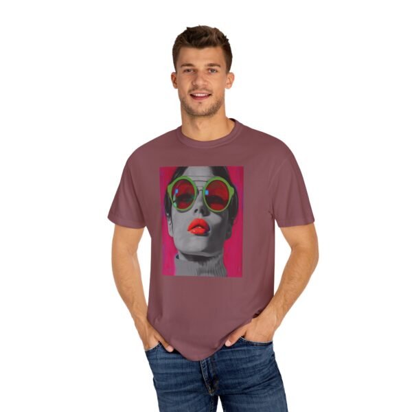 Pop Art T-shirt, Red, Bold Colorful, Quirky Woman Illustration Shirt, Playful Modern Decor Top, Contemporary Pop Art Print - Image 8