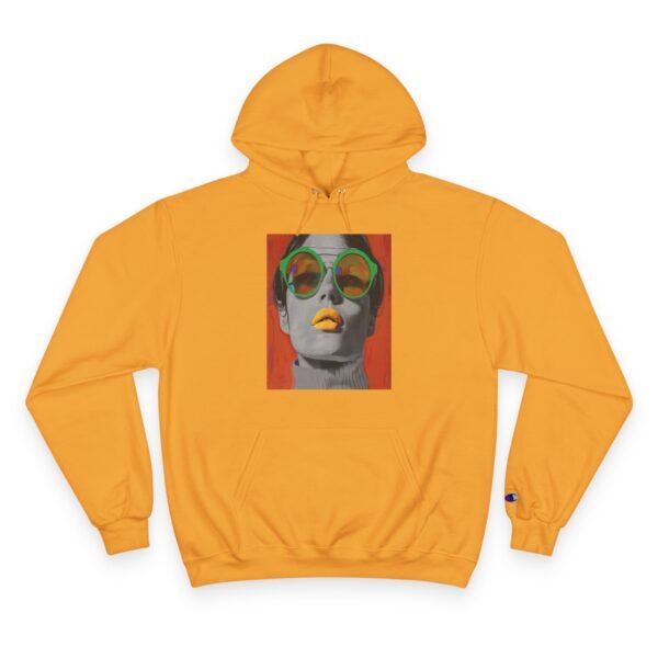 Pop Art Woman Illustration Champion Hoodie, Bold Quirky Fashion Sweatshirt, Unique Artistic Hoodie, Playful Modern Outfit, Art Enthusiasts - Image 13