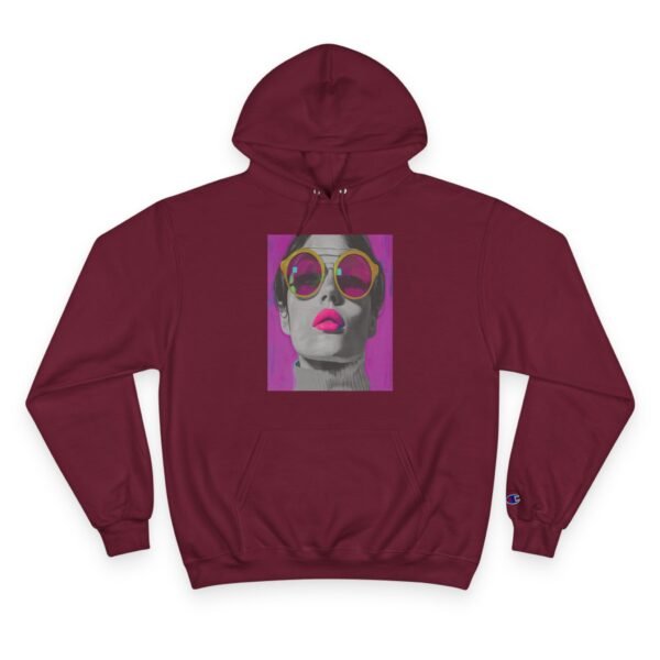 Pop Art Champion Hoodie, Quirky Woman Illustration, Contemporary Artwear, Colorful Design, Casual or Event Wear, Art Enthusiasts Gift, Art - Image 29