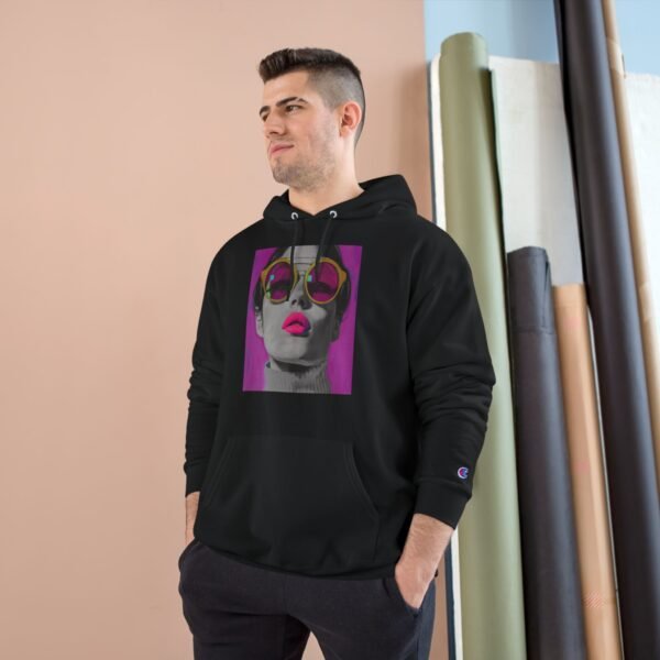Pop Art Champion Hoodie, Quirky Woman Illustration, Contemporary Artwear, Colorful Design, Casual or Event Wear, Art Enthusiasts Gift, Art - Image 27