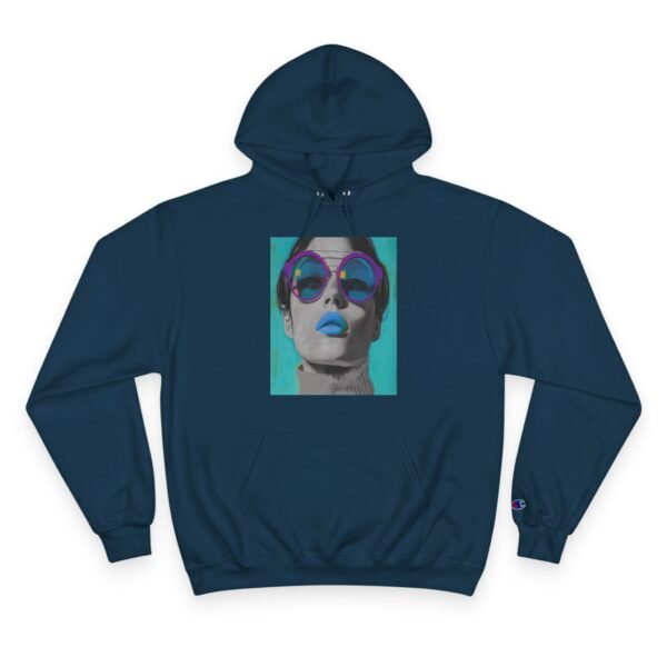 Pop Art Champion Hoodie with Quirky Woman Illustration, Colorful Modern Design, Art Enthusiasts Gift, Casual Wear Statement Piece, Art - Image 21