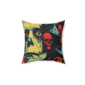 Zombie Skull Pattern Square Pillow Cover — Spun Polyester Decorative Pillow